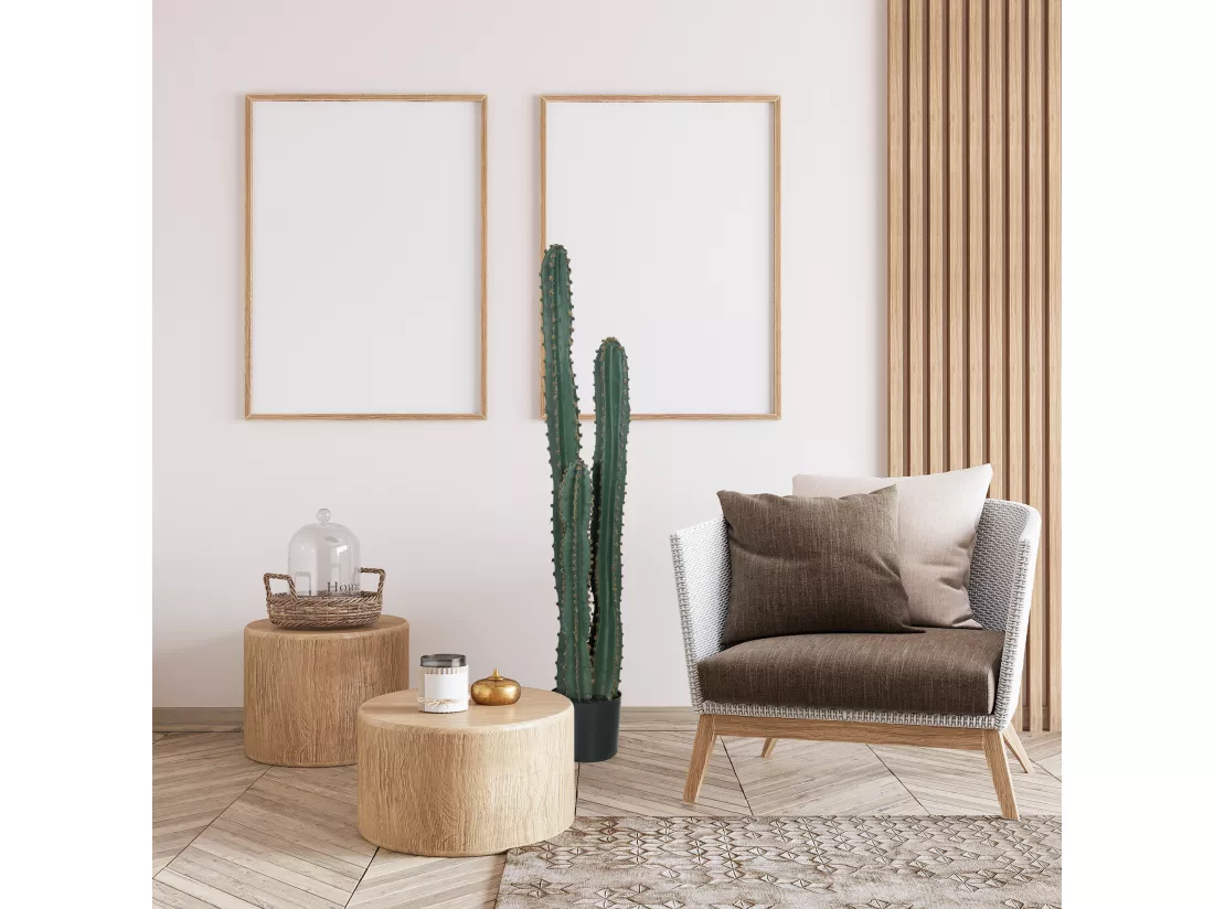 Cactus artificiel grand réalisme plante artificielle grande taille dim. Ø 18 x 120H cm vert