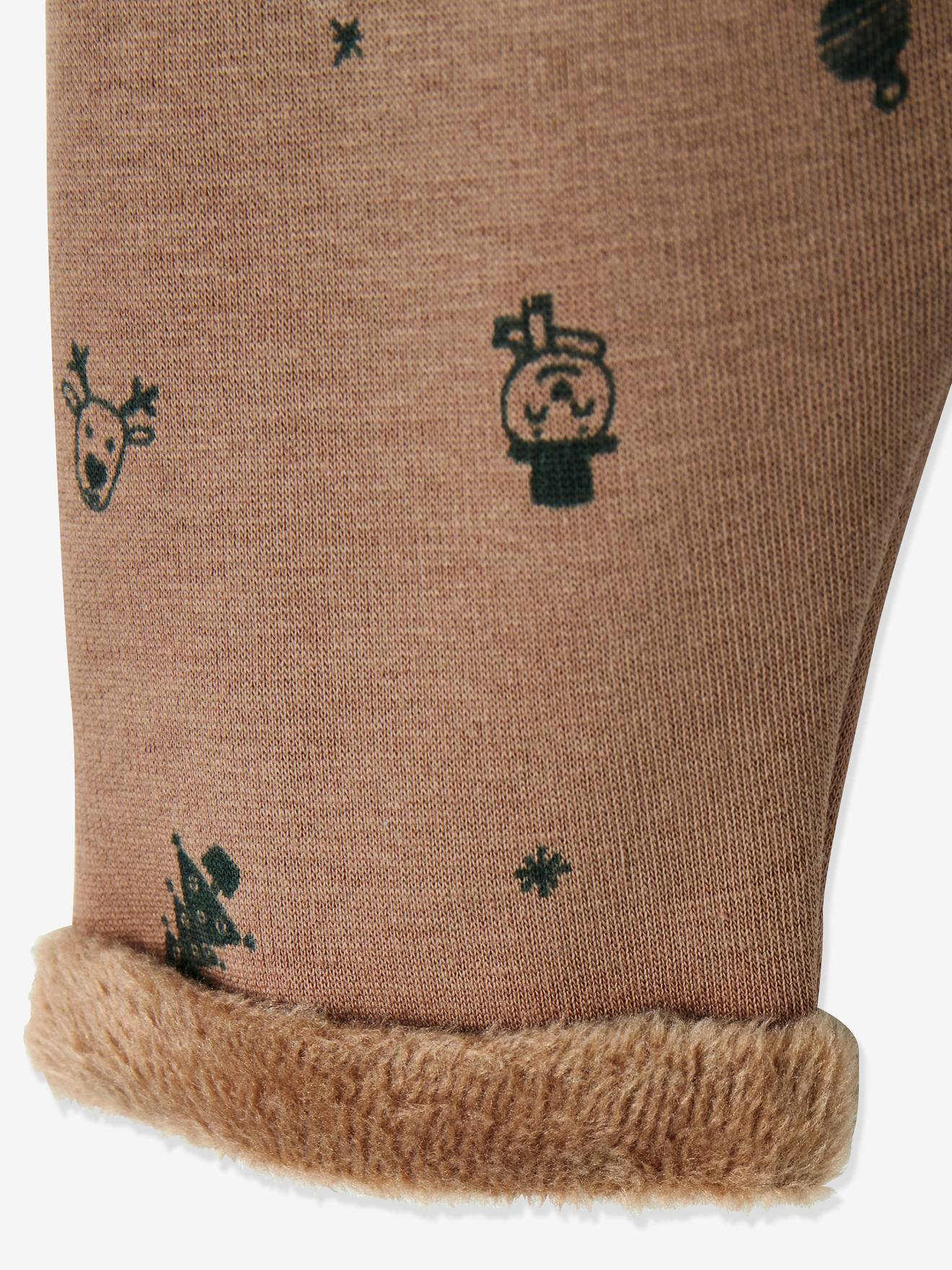 Conjunto de Natal para bebê menino, camiseta + calça + meias, marrom claro liso com estampas.