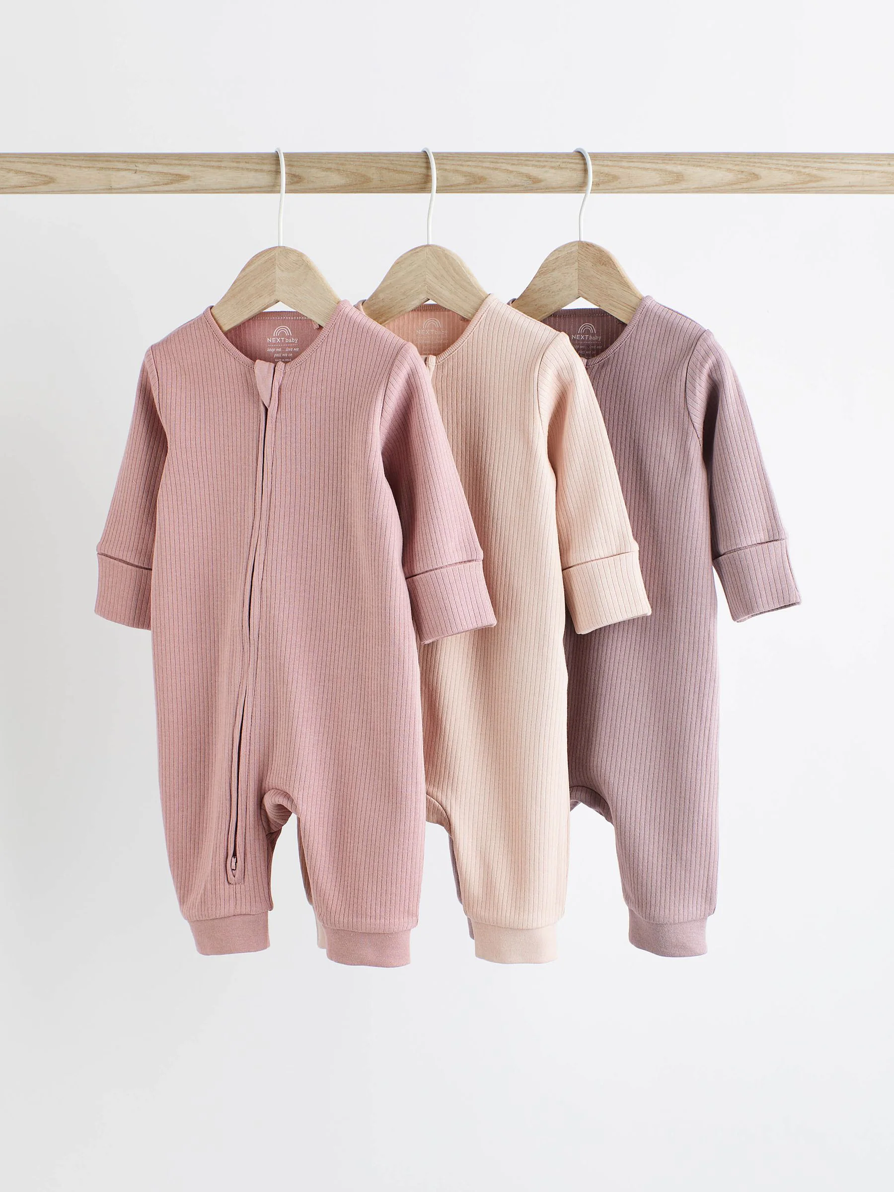 Roze - 3 Pack Baby-pyjama's met tweewegrits (0mnd -3jr)