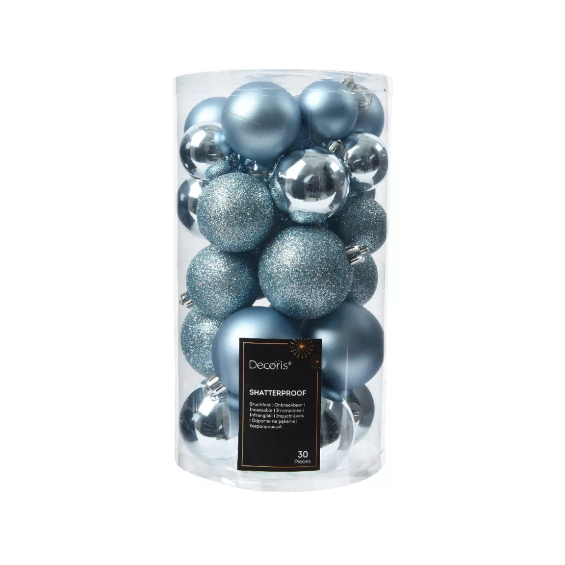 Lot de 30 boules de Noël assorties Alpine Bleu glacé