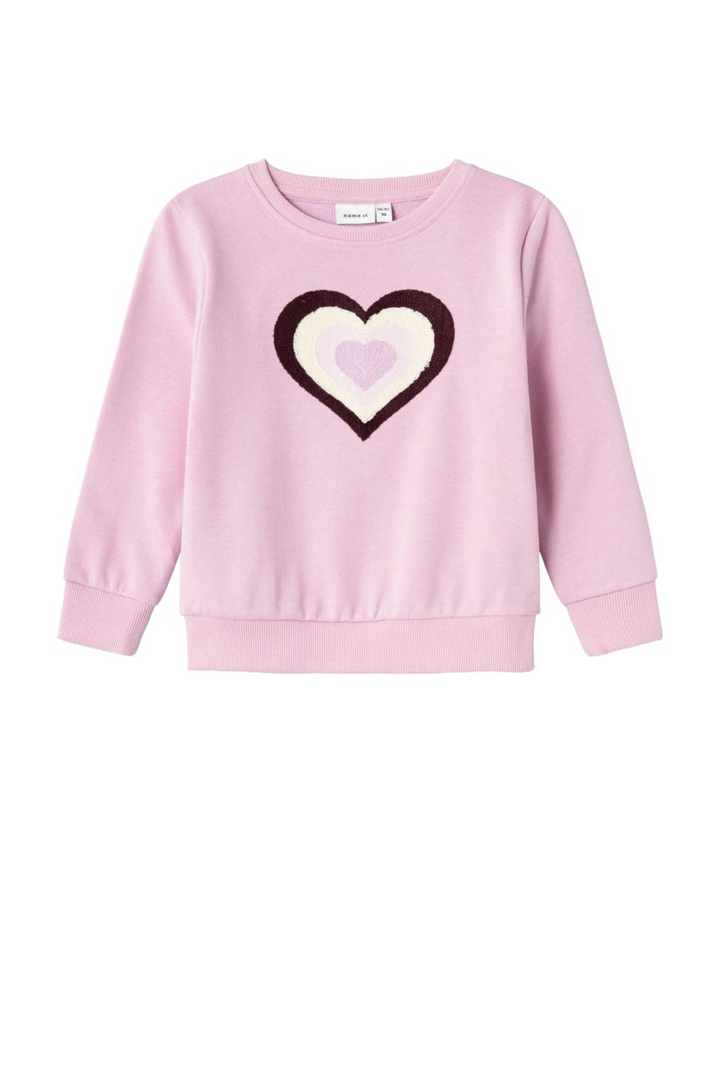 NAME IT sweater NMFKATLA met printopdruk en borduursels roze