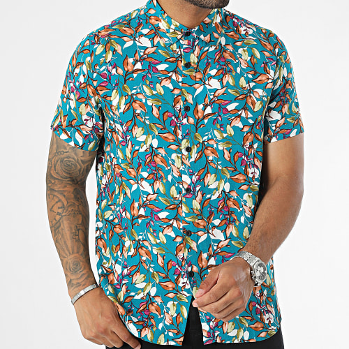 Chemise Manches Courtes Bleu Floral