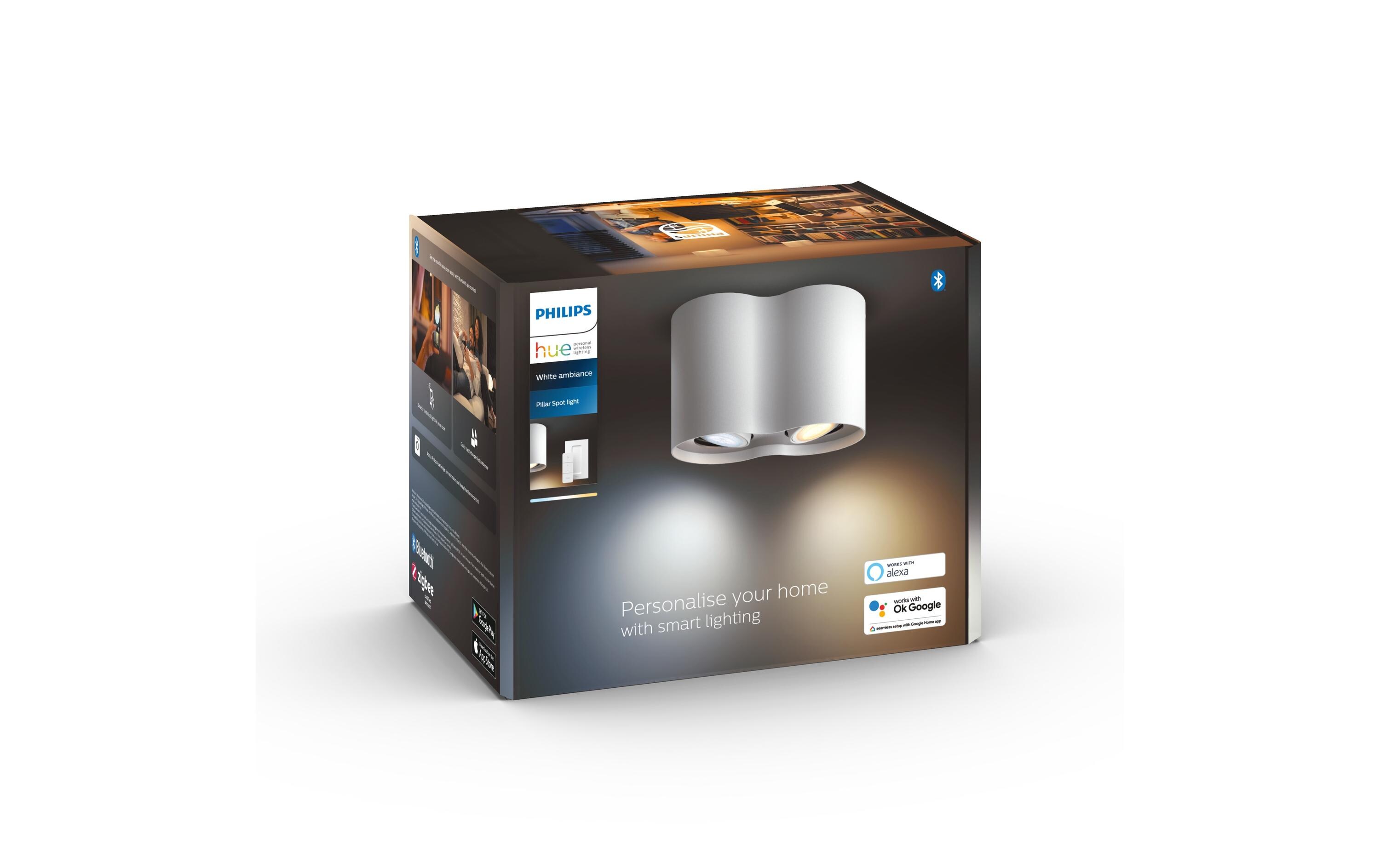 White Ambiance Pillar Doppelspot inkl. Dimmschalter Weiss<br>Flexibles Licht für jeden Raum