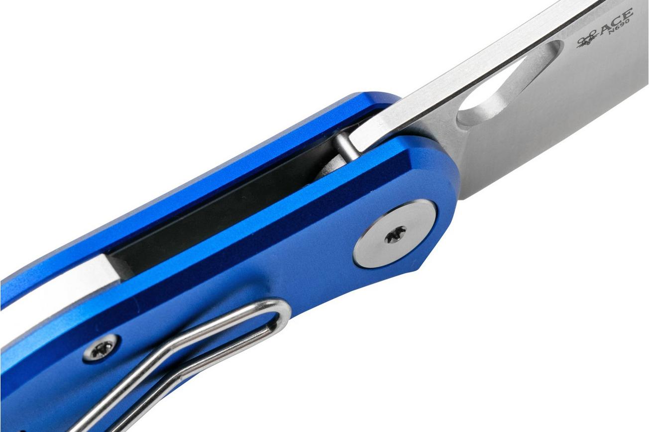 GiantMouse ACE Nibbler Blue Aluminum, N690 zakmes, Ansø en Voxnaes design