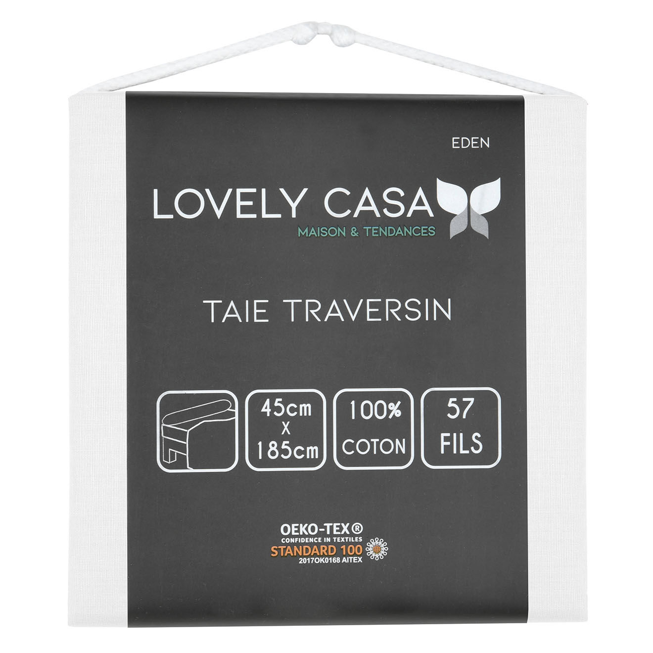 Stof Taie de traversin Eden blanche - 45x185 cm
