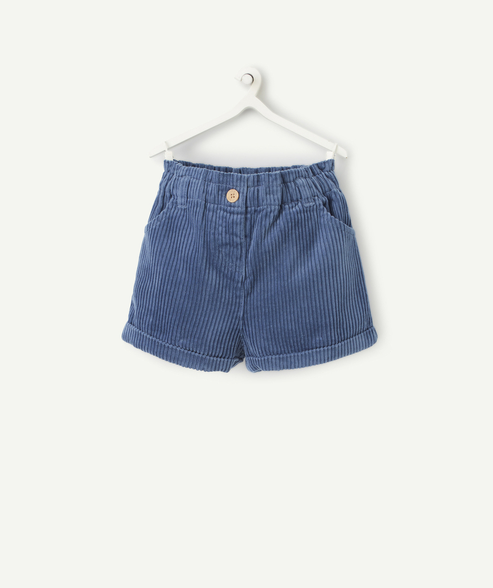 SHORT VELOURS BÉBÉ FILLE EN COTON BIOLOGIQUE BLEU MARINE