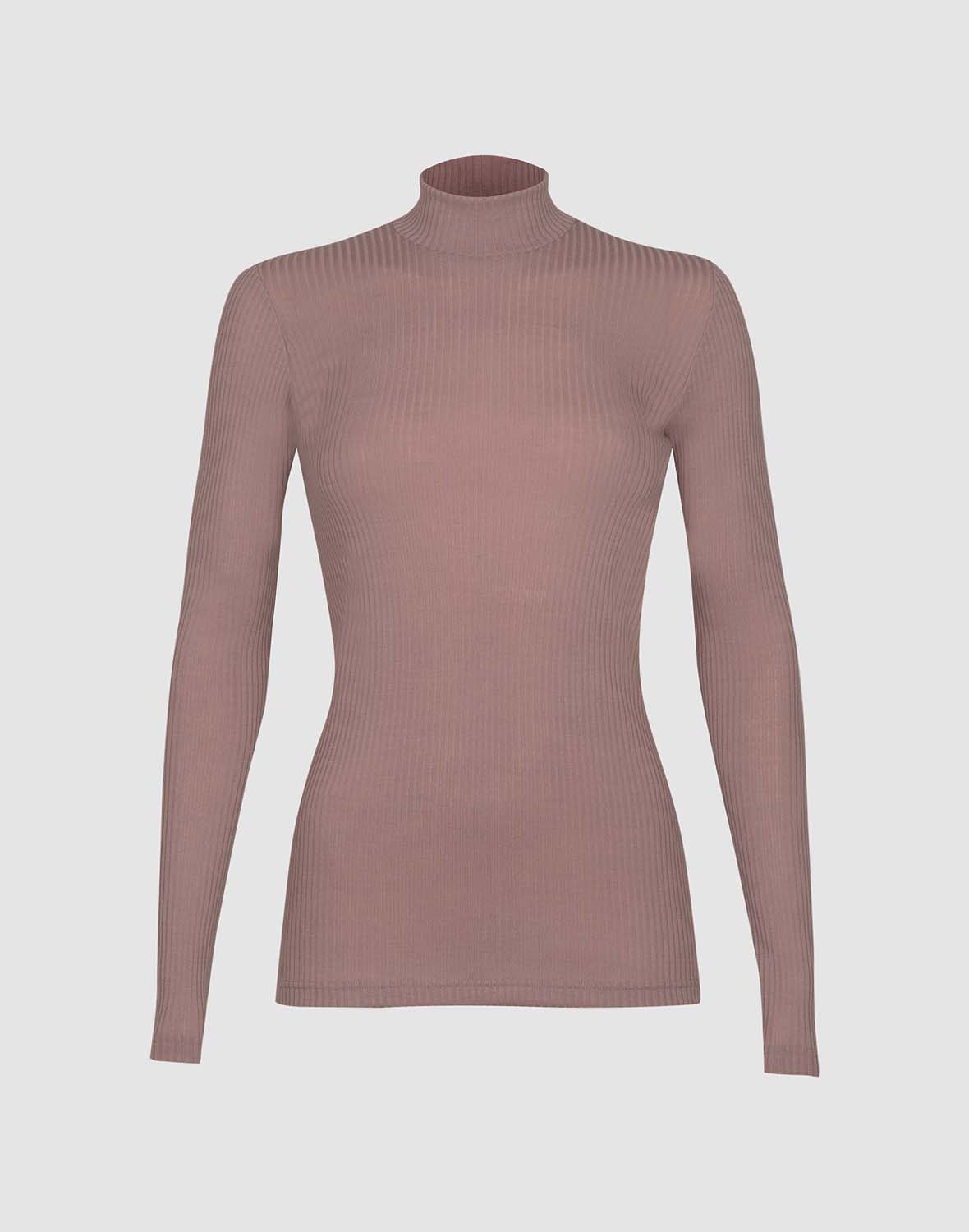 Shirt met hoge kraag van merinowol voor dames