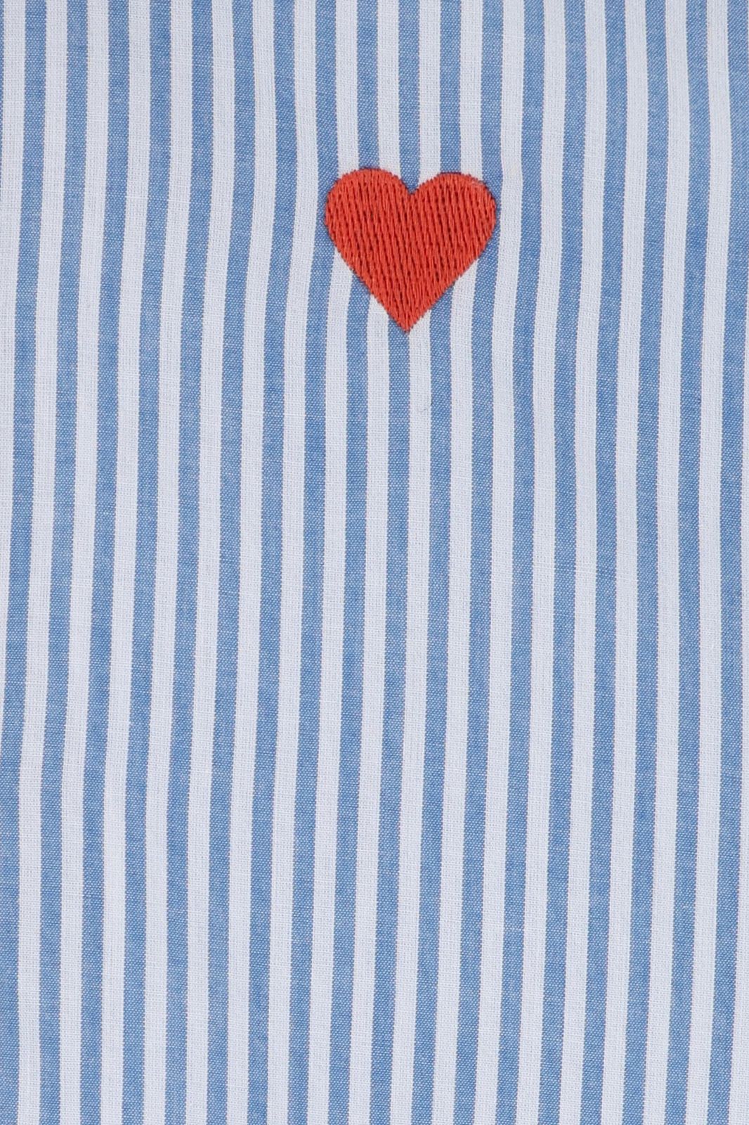Blauwe gestreepte blouse met hartje