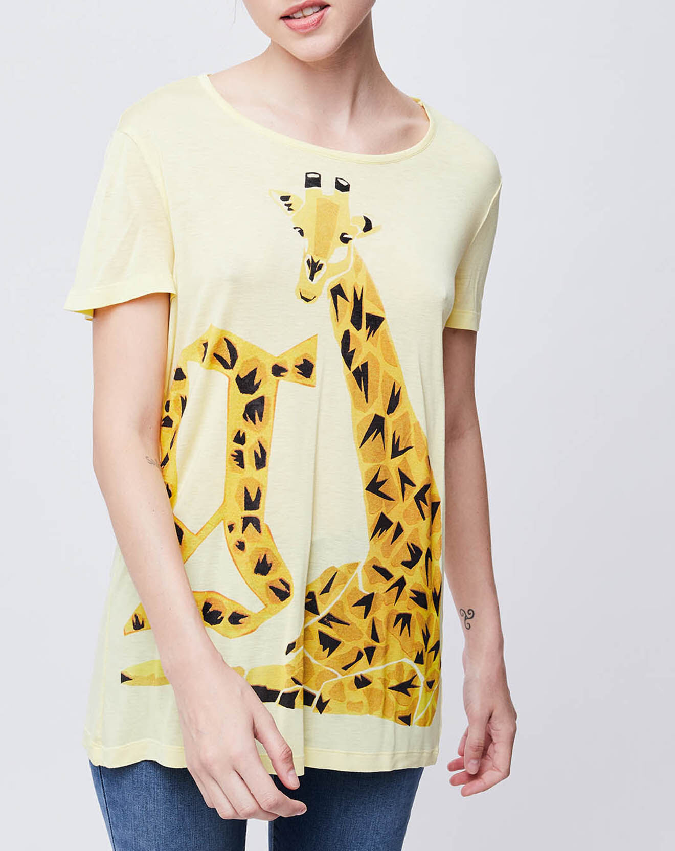 John Galliano T-Shirt imprimé girafe jaune poussin