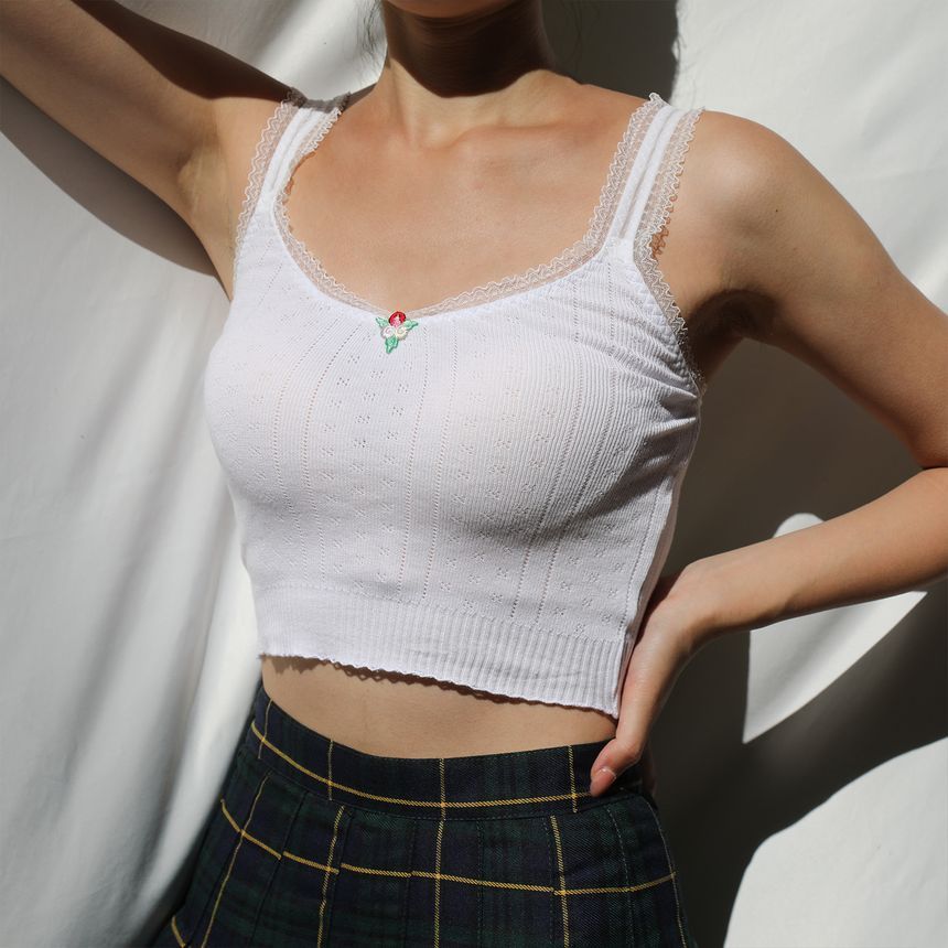 BERAN STUDIO - Gebreid tanktopje met kant