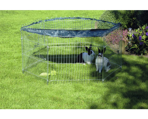 Zeshoekige buitenomheining met beschermnet, 123x106x60 cm, zilver