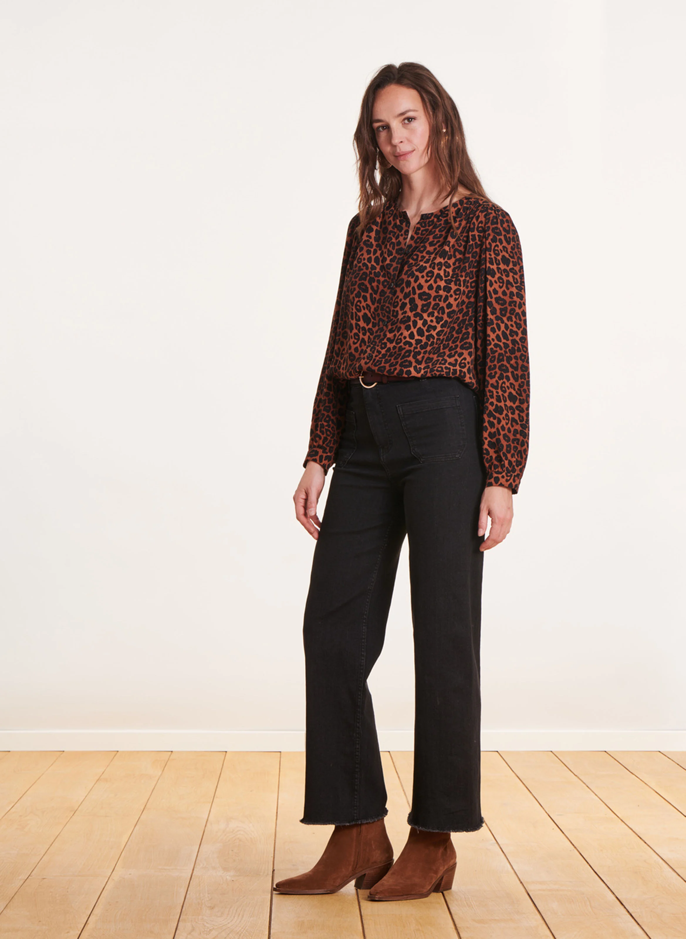 Bottines en cuir velours | Marron
