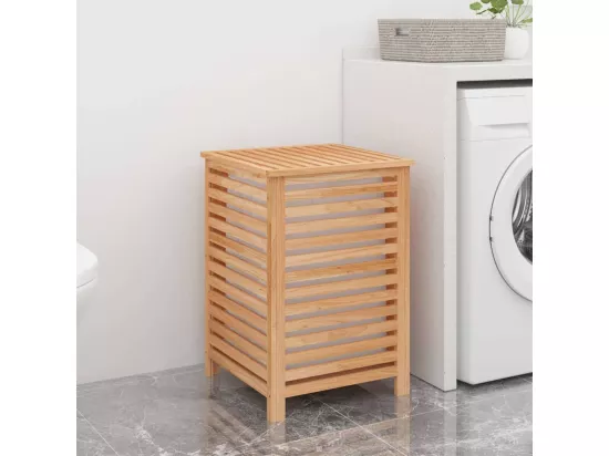 Panier à linge 45x45x65 Bois massif de noyer