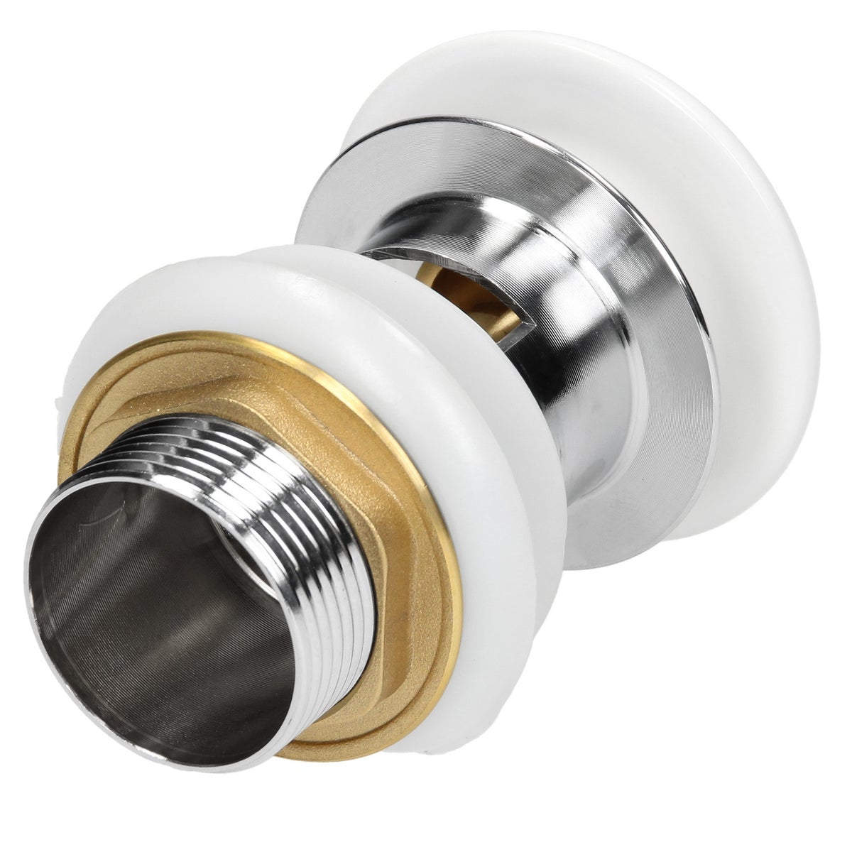 ML-Design Universele afvoerfitting voor wastafels en wastafels met overloop, keramische afdekking wit roestvrij staal, 1 1/4 inch, pop-upklep, afvoerplug voor wastafel met afdichtingen