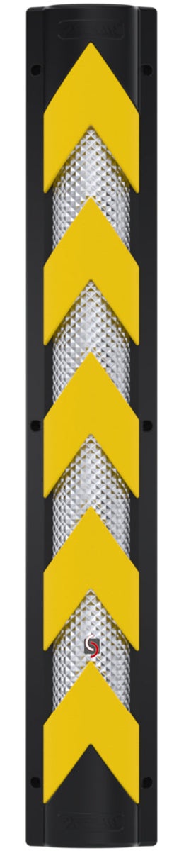 UV-beschermende hoekwandbeschermer 900mm hoog van reflecterend kunststof inclusief bevestigingsmateriaal / zwart/geel/wit