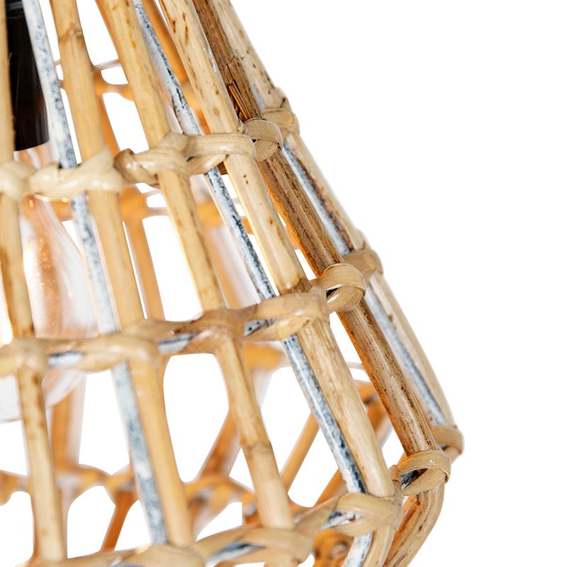 Hanglamp bamboe met wit langwerpig 3-lichts - Canna Diamond