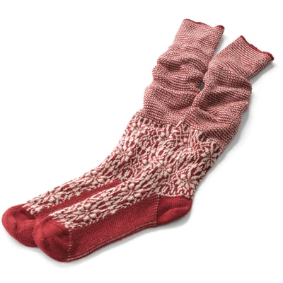 Kniestrumpf Jacquard Schurwolle, Rot