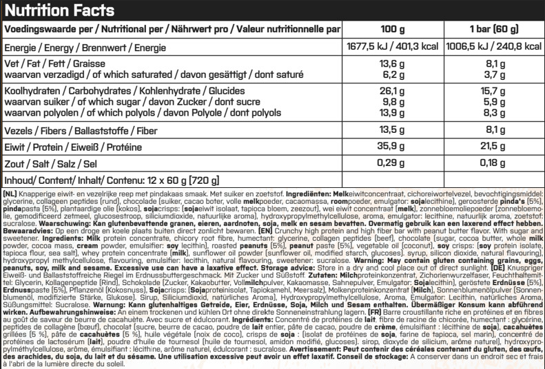 Crunchy Protein Bar – Cookies & Cream (12 Stuks)