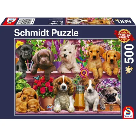 Schmidt Spiele Puzzle - Hunde im Regal, 500 Teile