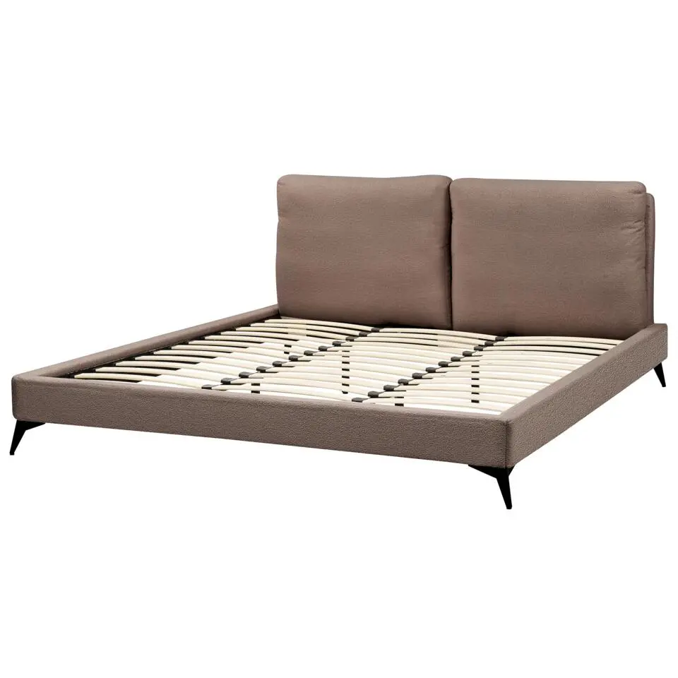 MELLE - Tweepersoonsbed - Bruin - 180 x 200 cm - Bouclé