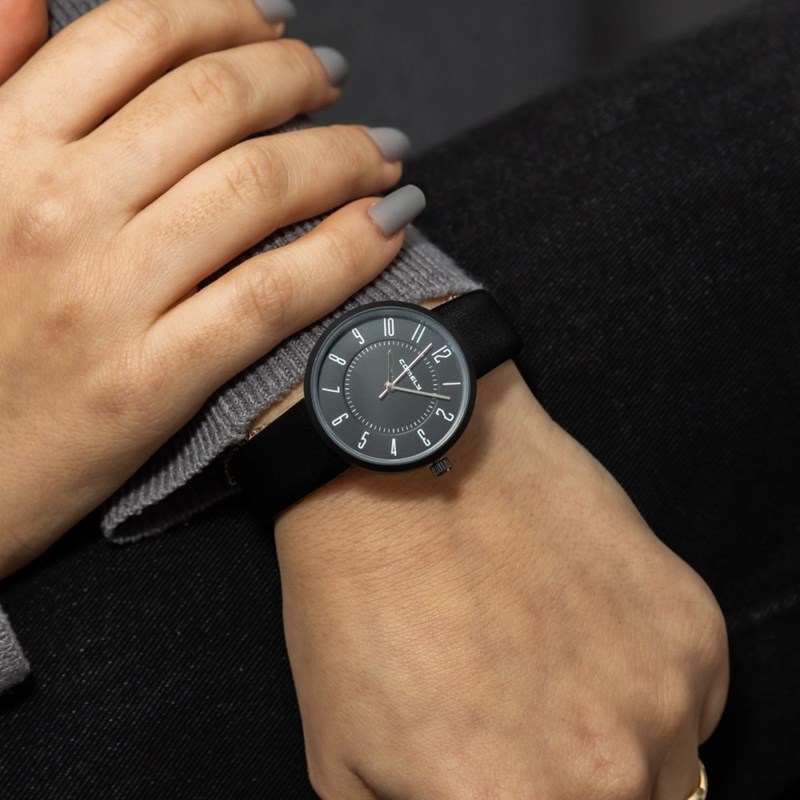 Montre Femme COMELY bracelet Cuir Noir