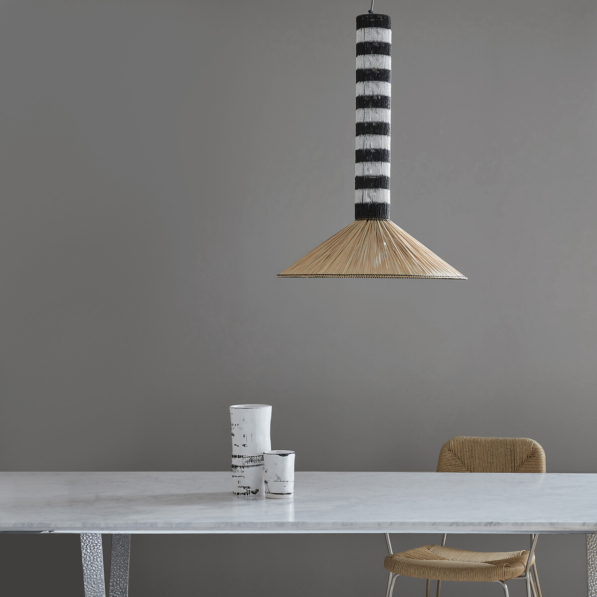 OTTO STUDIO PARA AM.PM<br>Luminária pendente de papel trançado e bambu, Tribe