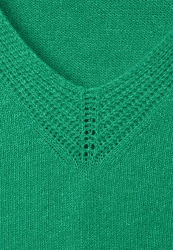 V-Neck Pullover - dark cameo green