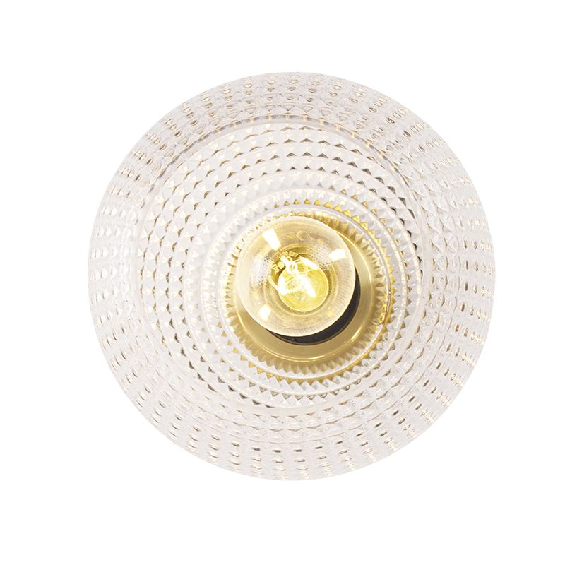 Art Deco plafondlamp messing met helder glas - Sphere