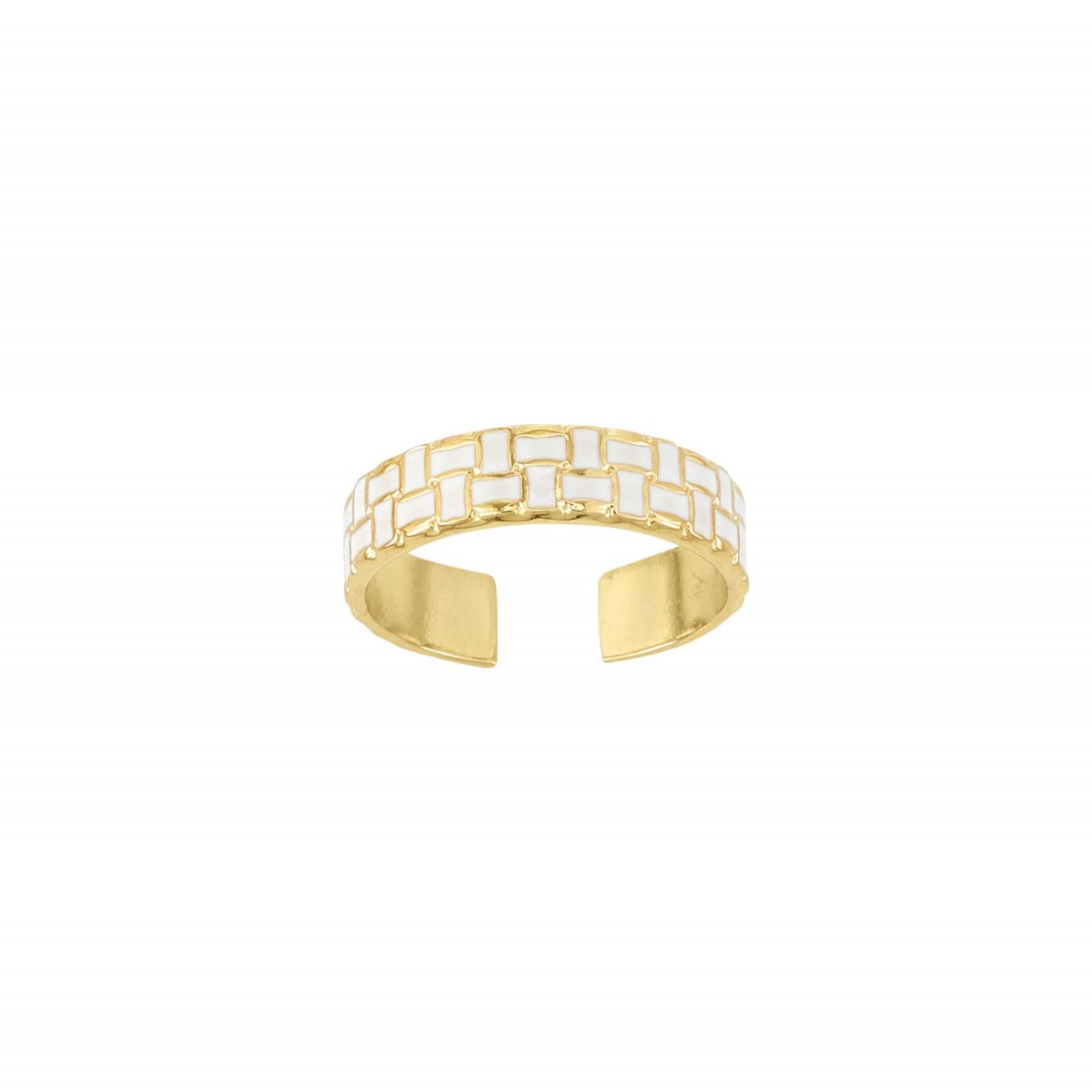 Bague Rio blanche acier doré or