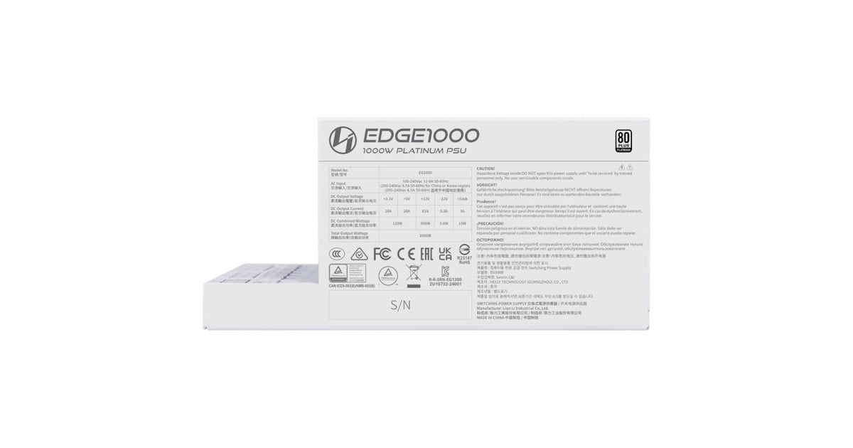 Lian LiEDGE1000 modulaire 1000 watt voeding   (Wit, 1x 12V-2x6, 3x PCIe, 4x USB-header)