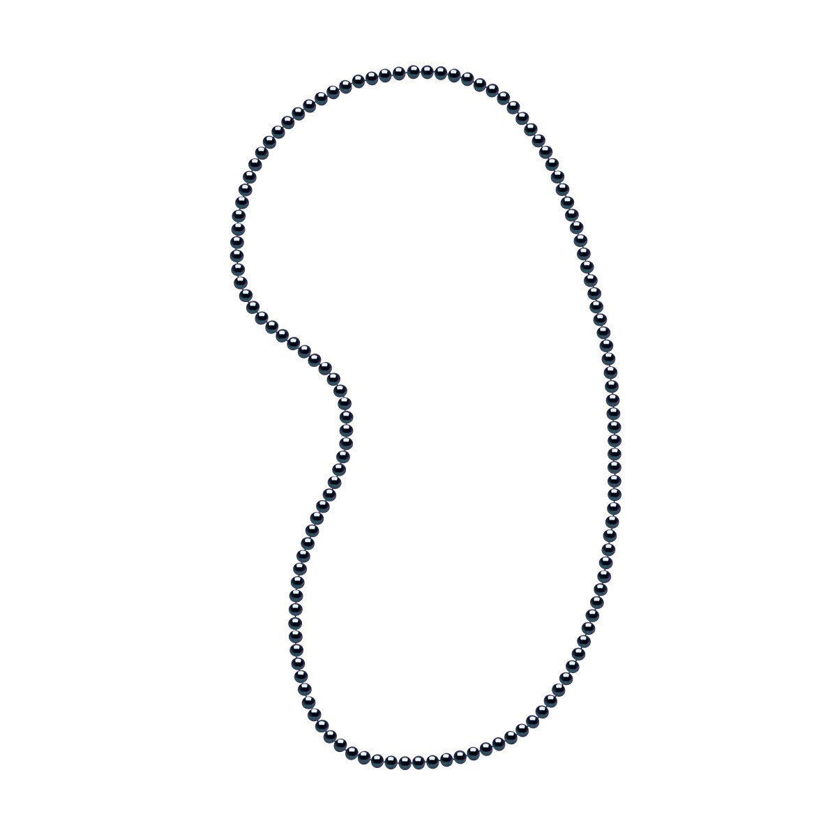 Sautoir OPERA Perles d'Eau Douce Baroques 6-7 mm Noires Longueur 80 cm