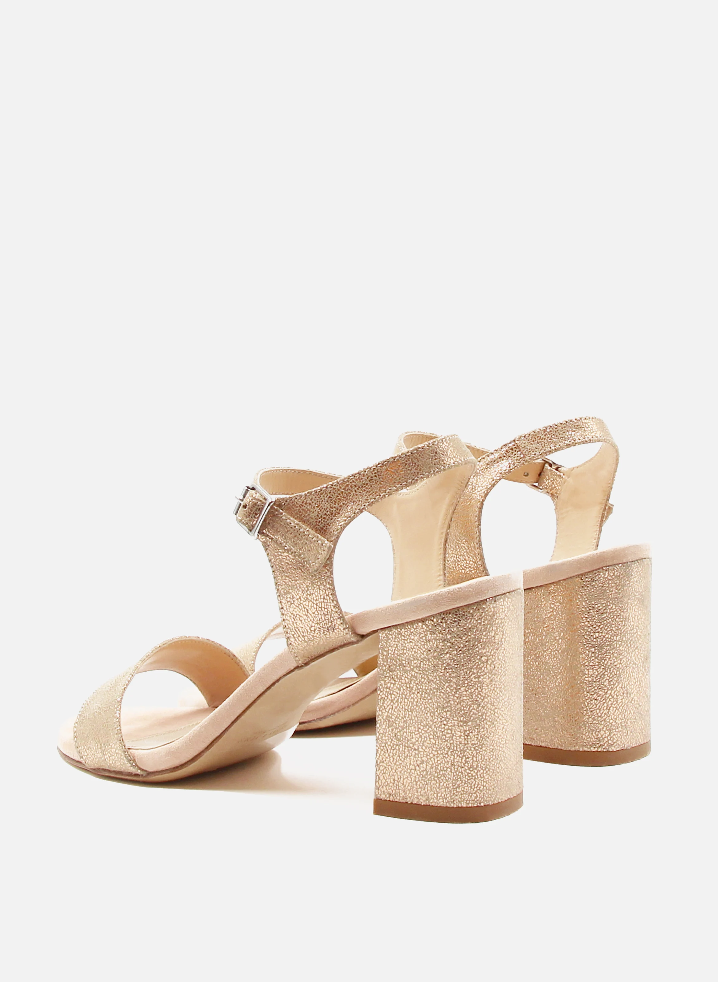 Sandales à talon cuir métalisé | Rose