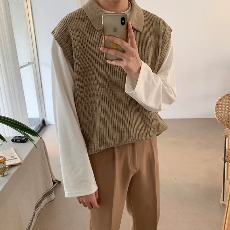Real Boy - Polokraag Effen Gebreid Vest