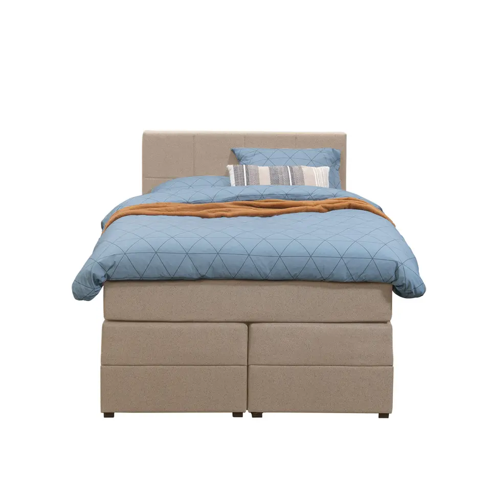 Boxspring met opbergruimte Liv geblokt - beige - 120x200 cm
