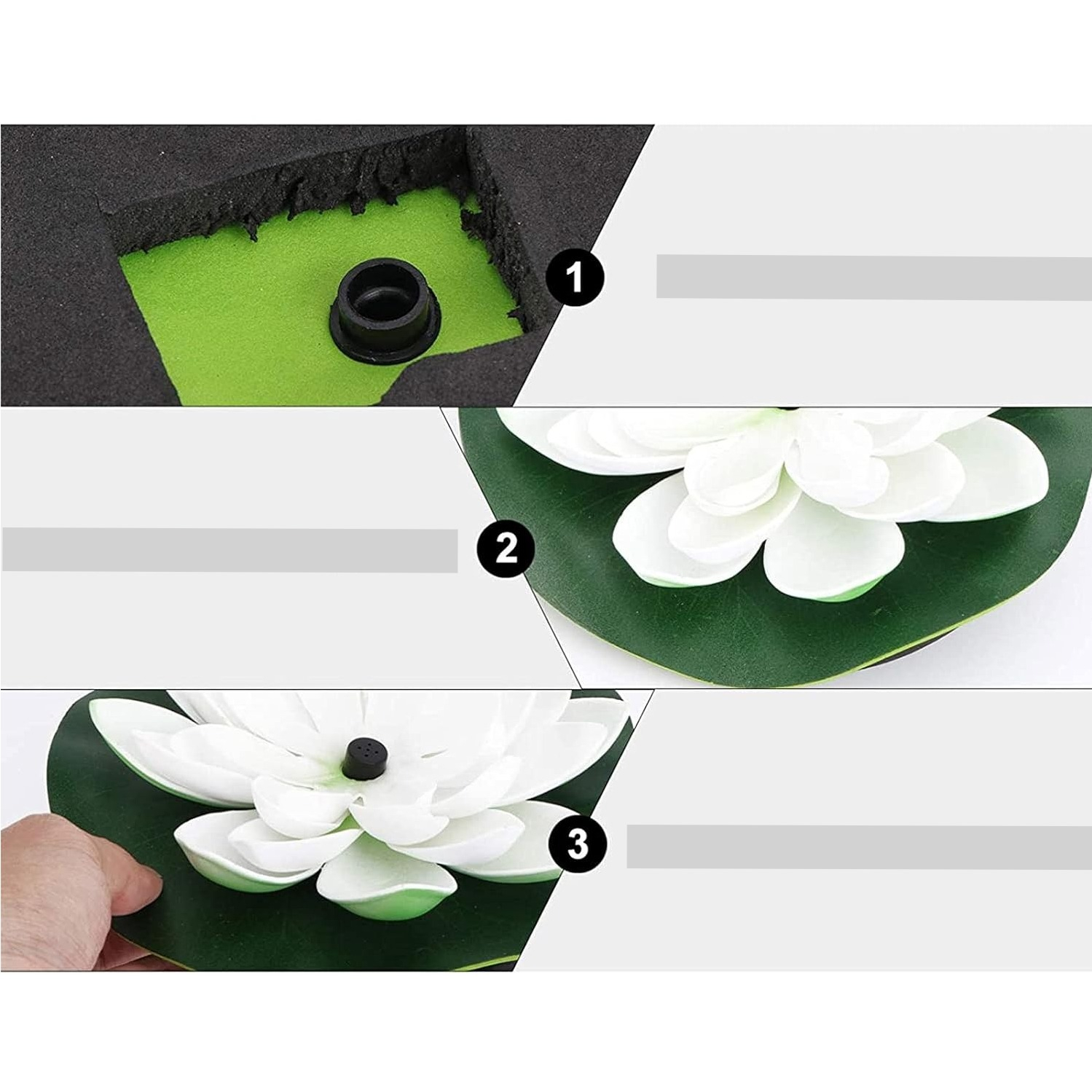 (Ø17.5cm) Schwimmende Solar Seerose Springbrunnen Deko Gartenteich Fontäne - Weiss