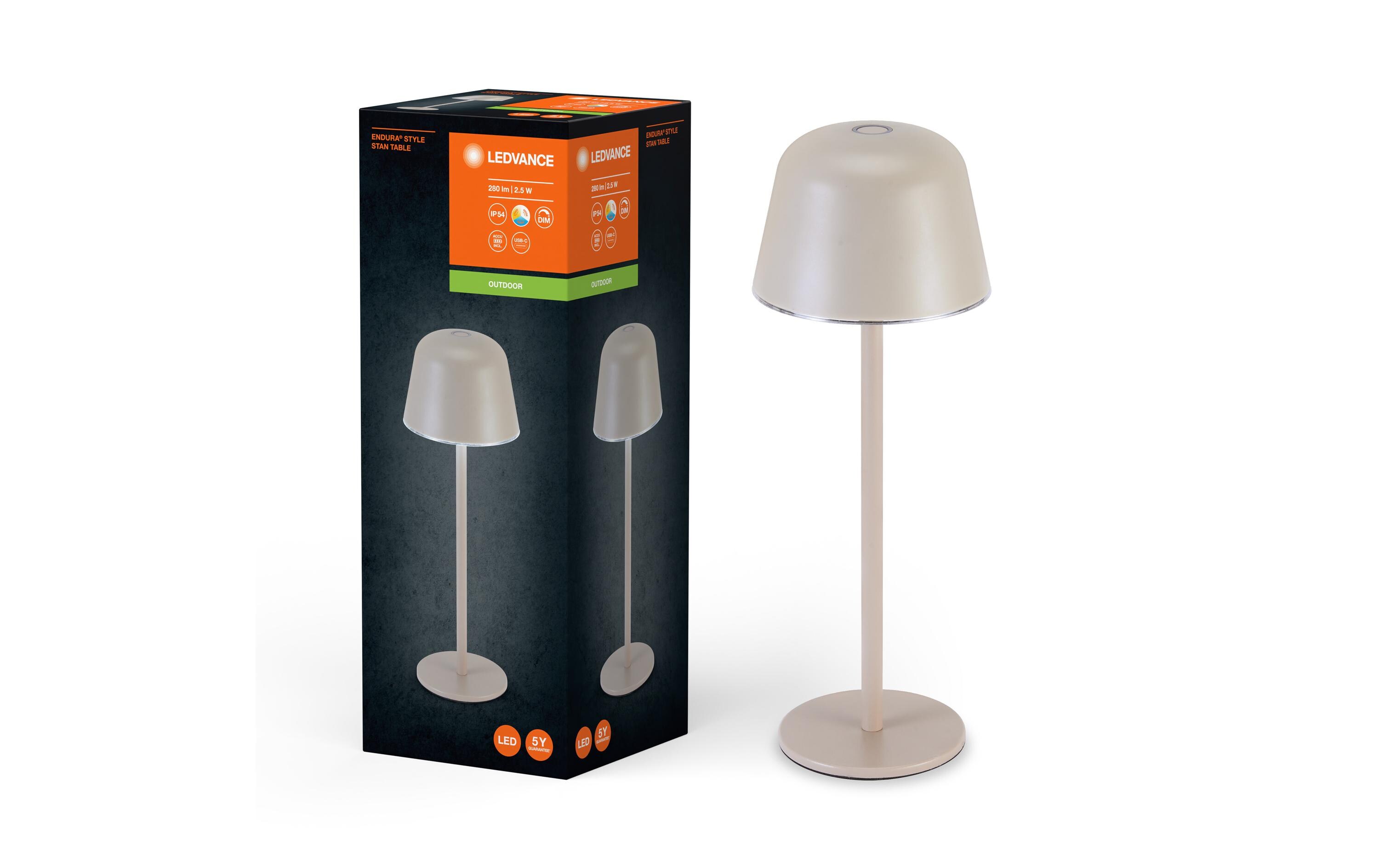 Endura Style Table CCT USB BeigeTragbare akkubetriebene Tischleuchte