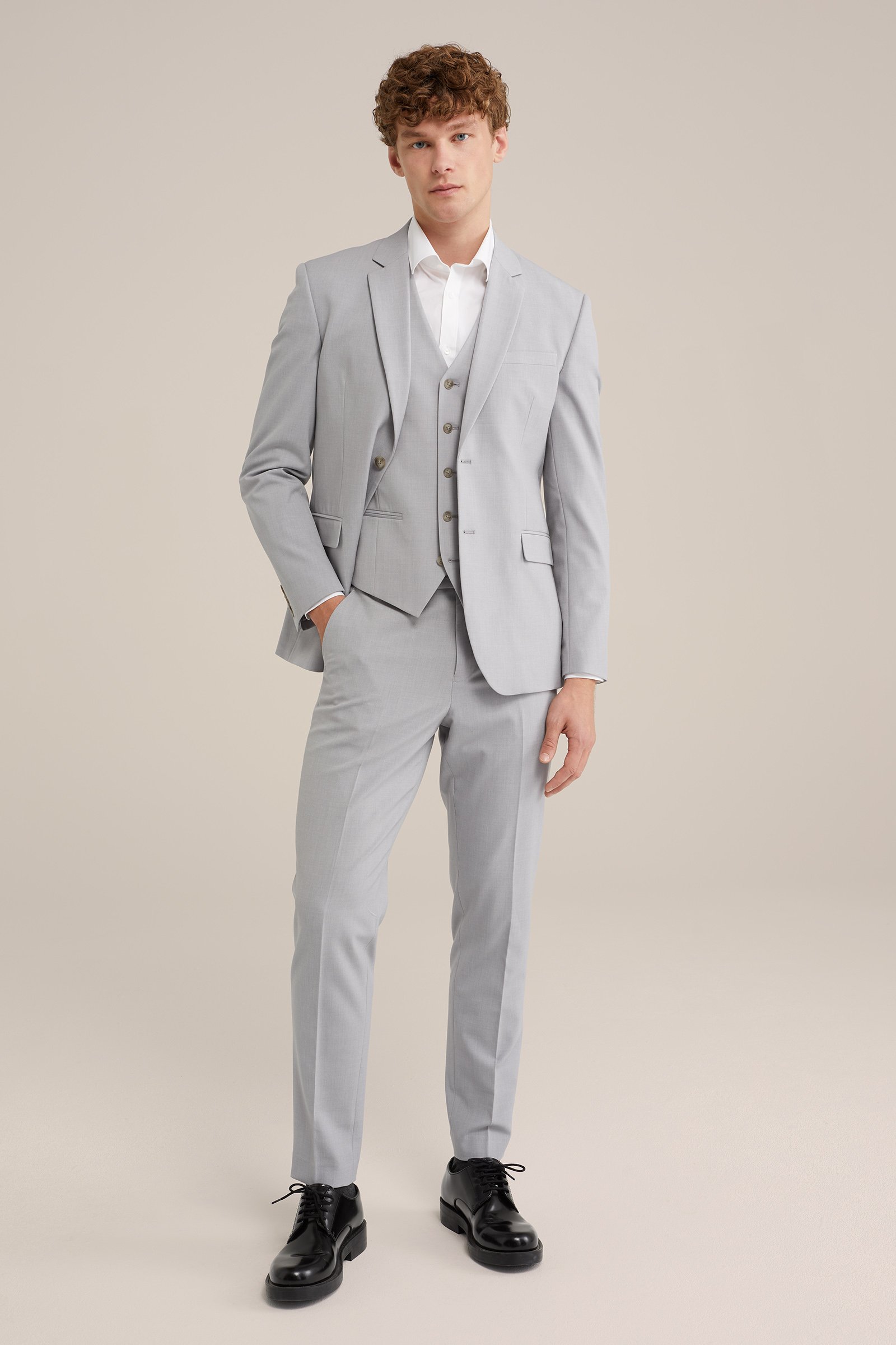slim fit gilet Fundamentals Lichtgrijs gemeleerd