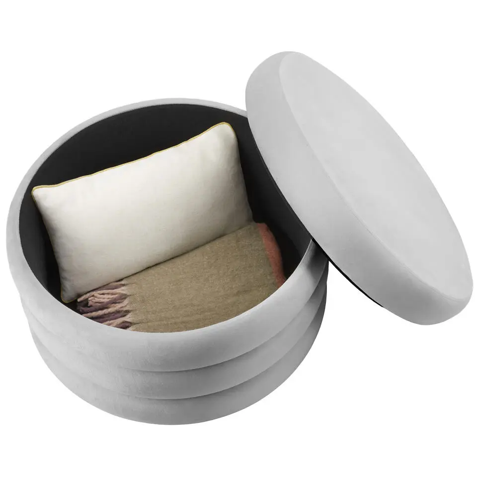 tectake Hocker Altu XL, gestoffeerd, opbergruimte, Fluweellook Grijs