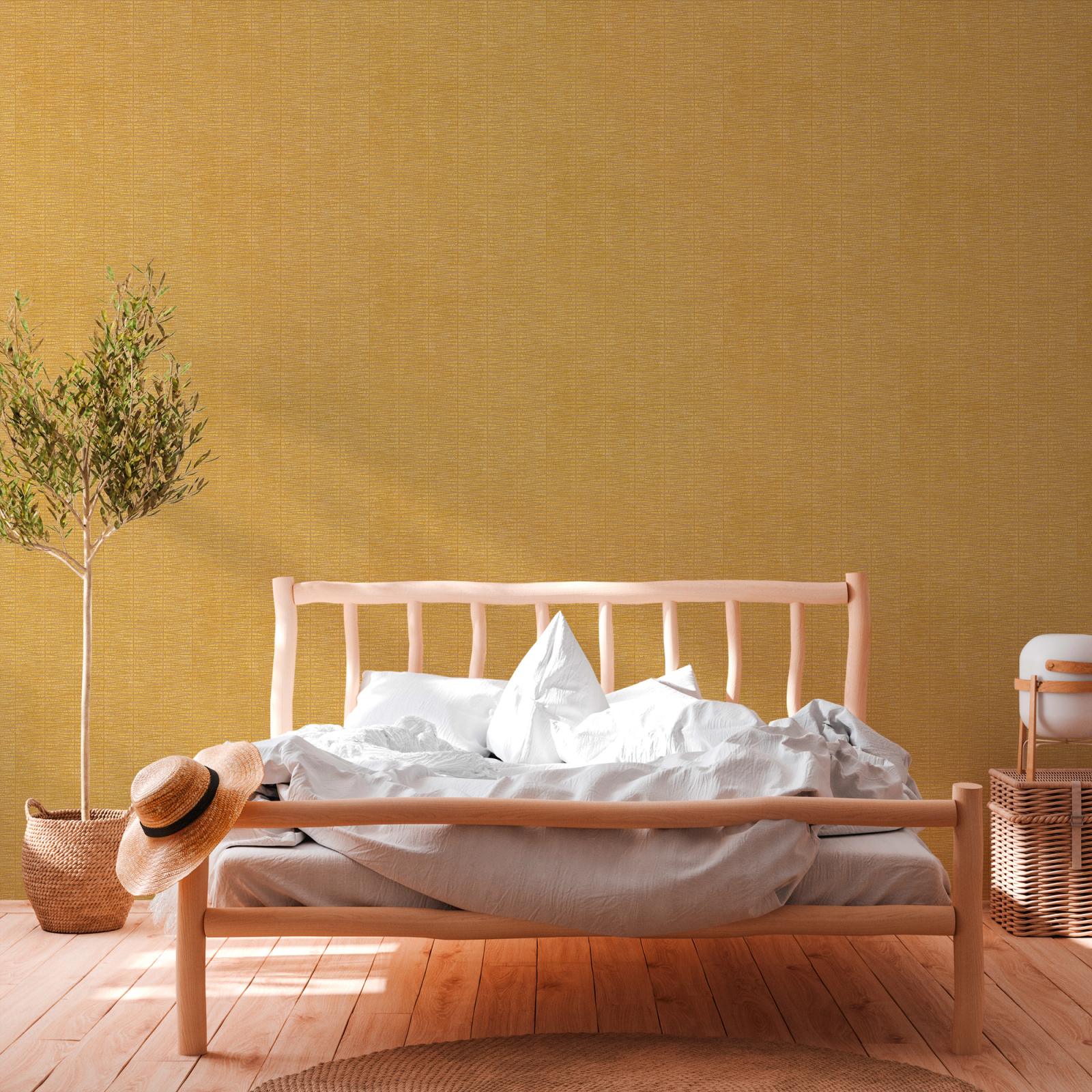 A.S. Creation Vliestapete HYGGE - gelb metallic - Struktur - 10 Meter
