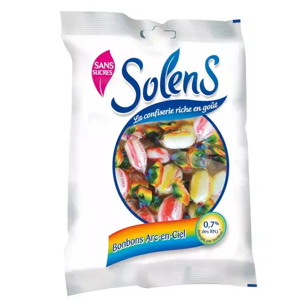 Balas Solens sem açúcar, formato de arco-íris, 100g