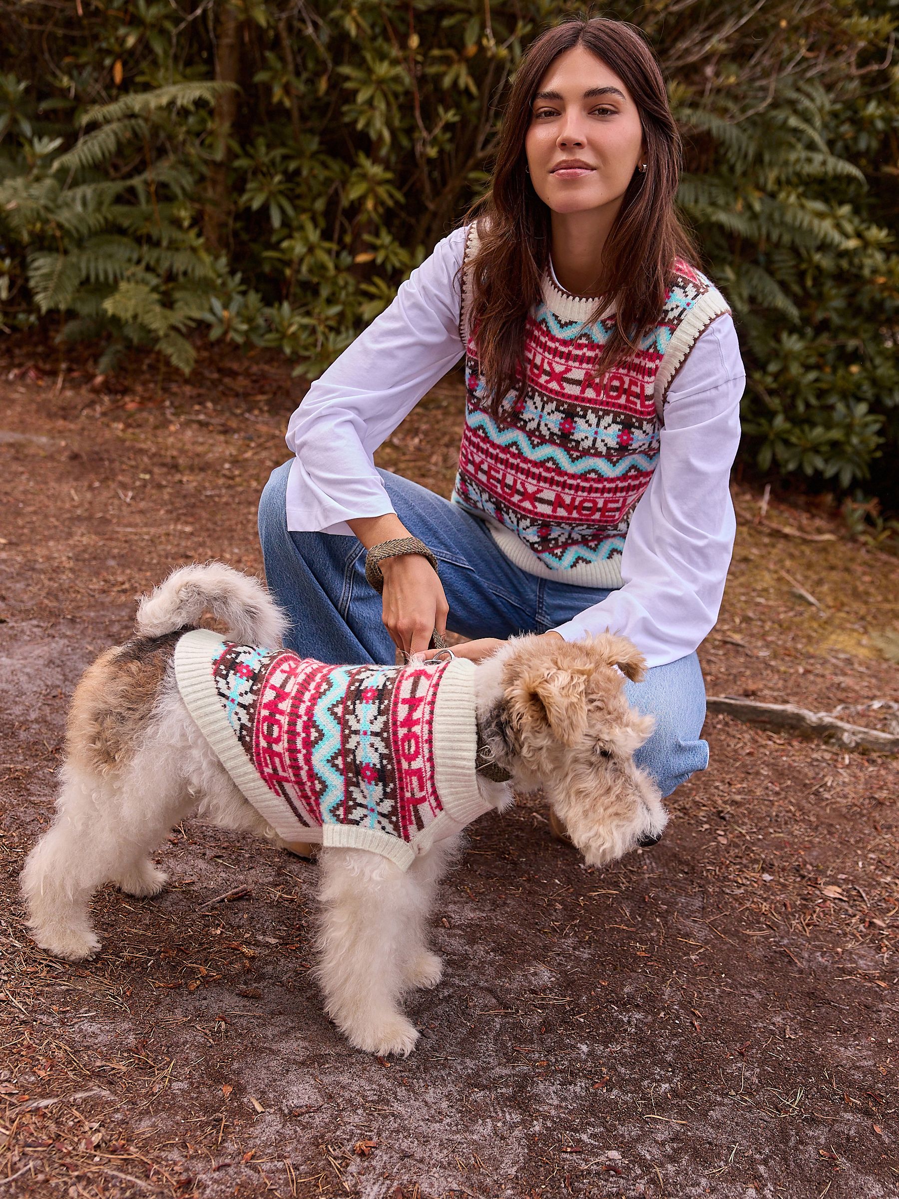 Rood Blauw Multi Fairisle Joyeux Noel Tanktop - Kersttrui