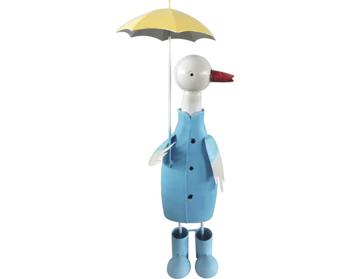 Lafiora decoratieve eend in de regen, 45 cm hoog, metaal, blauw
