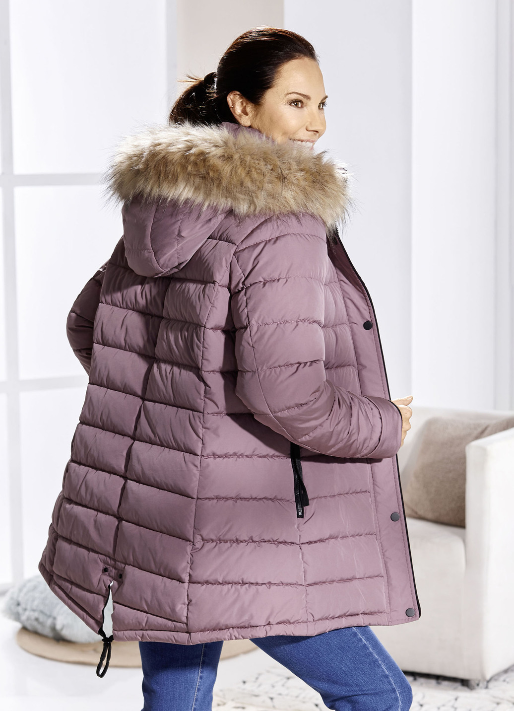 Funktions-Longjacke mit abnehmbarer Kapuze