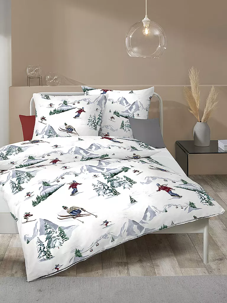 KAEPPEL Flanell Bettwäsche 70x90cm/140x200cm ALPIN ALLOVER weiss