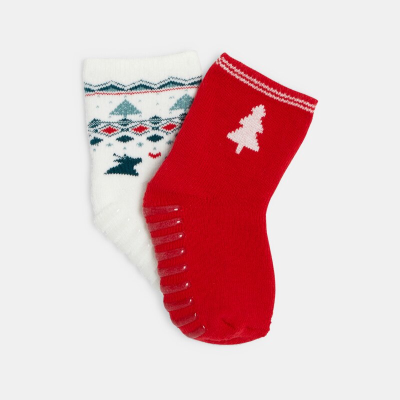 Chaussettes bouclettes antiglisse (lot de 2) rouges bébé garçon Rouge