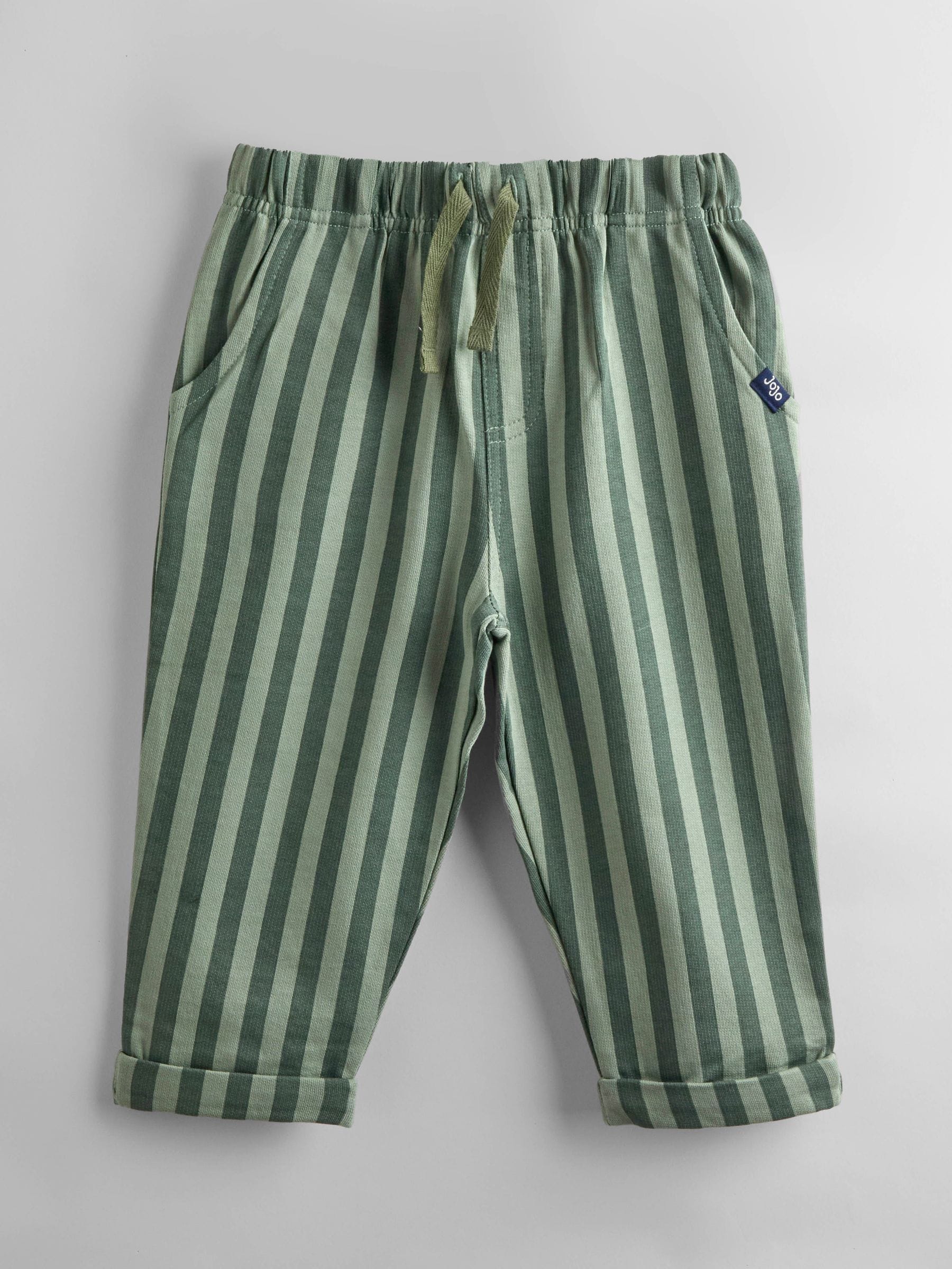 JoJo Maman Bébé Vertical Stripe and Plain Joggers 2 Pack