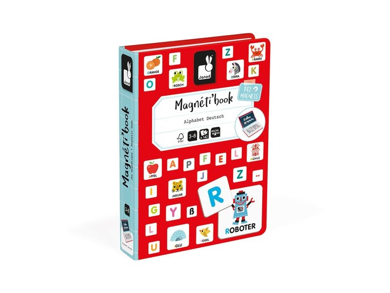 Janod Beschäftigungsspielzeug Magnetbuch Alphabet -DE- Magnetisches Variations- und Kombinationsspielzeug