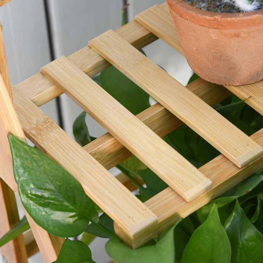 Outsunny Pflanzentreppe mit 3 Stufen natur