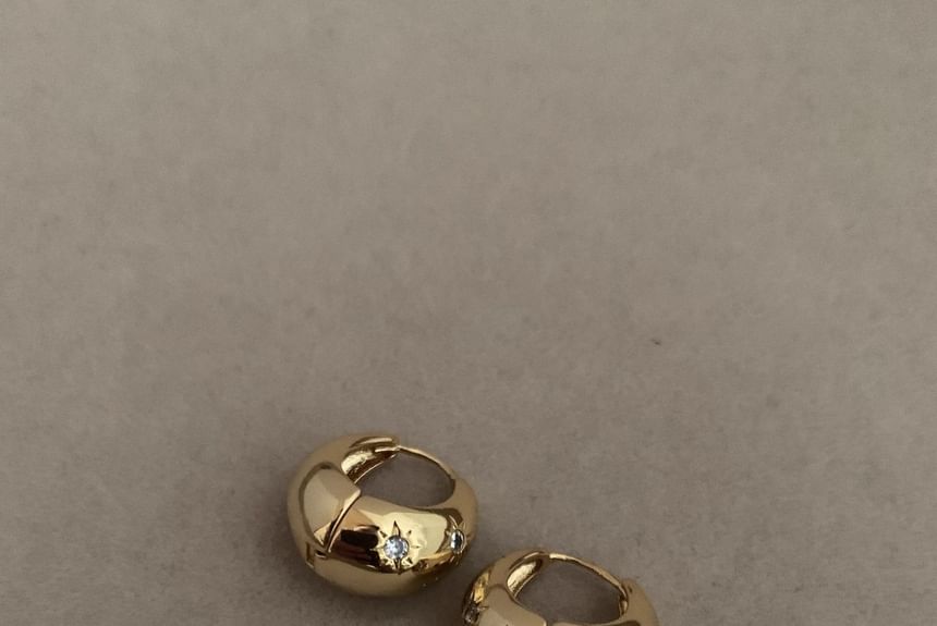 Hansha - 925 Sterling Zilveren Strass Hoepel Oorbel