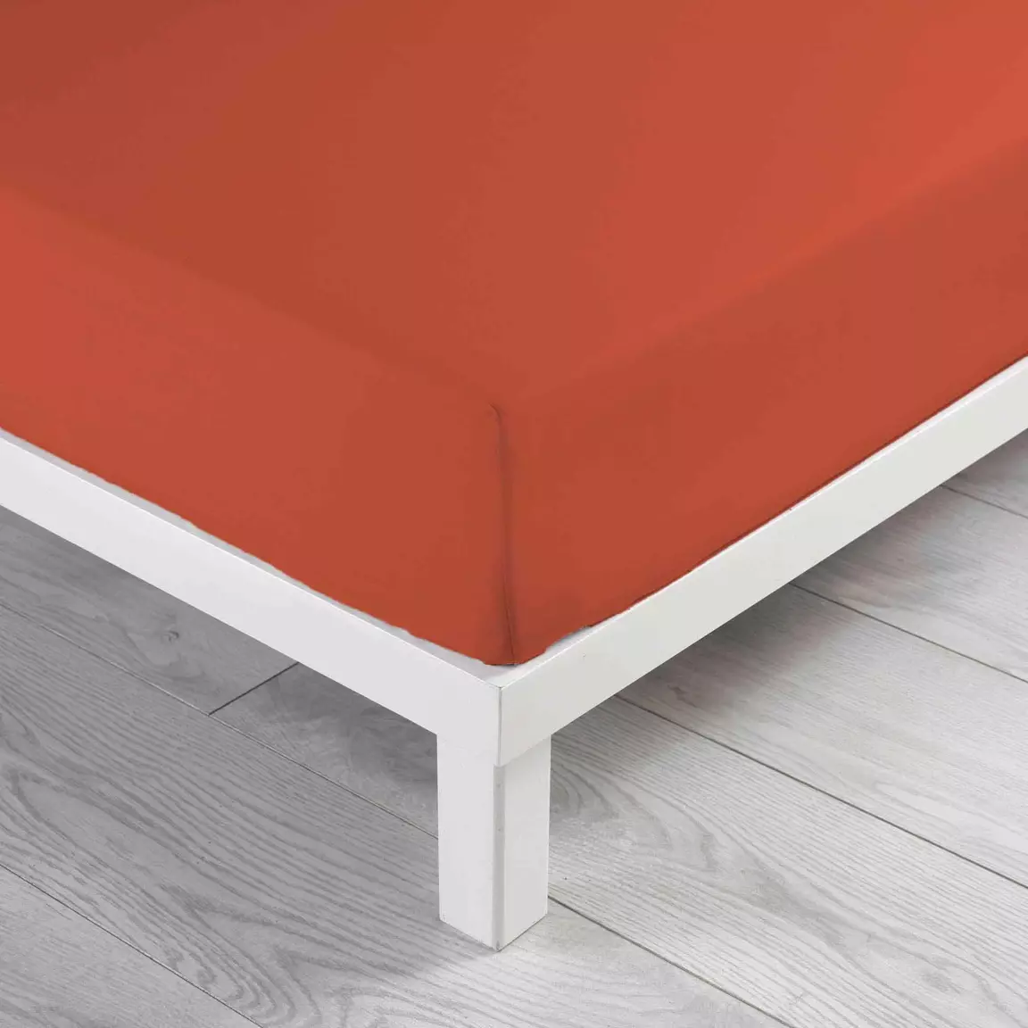 Drap housse coton lavé (160 x 200 cm) Linette Terracotta